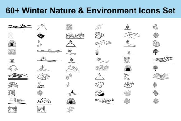 60 Winter Nature Environment Icons Set