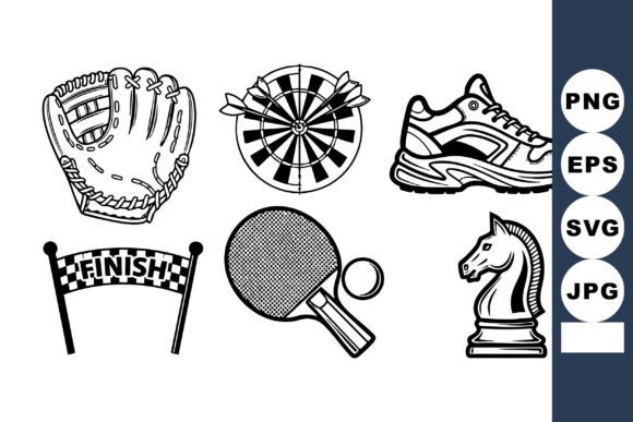 Bold Line Art Sports Icons: Versatile Vector Graphics for Modern Design Projects