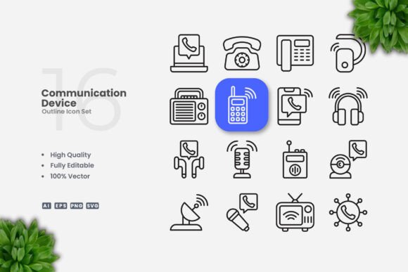 Communication Device Outline Icons: Clean and Versatile Visuals for Modern Design Projects