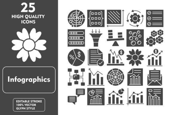 Infographics Glyph Icon Set for Visual Storytelling