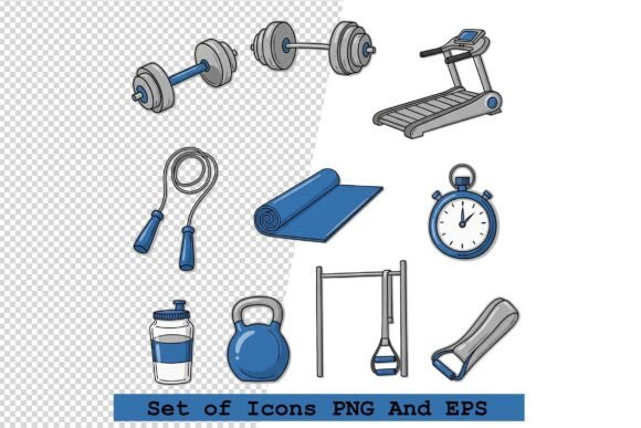 Set of Fitness Icons in Hand Drawn Grey: Clean Vector Design for Modern Projects