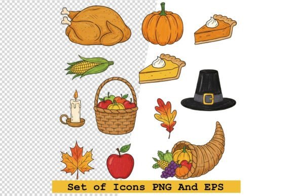 Set of Thanksgiving Icons Vector: Elevate Your Design Projects with Purpose