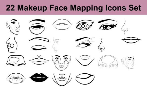 Unlock Clearer Beauty Communication with the 22 Makeup Face Mapping Icons Set