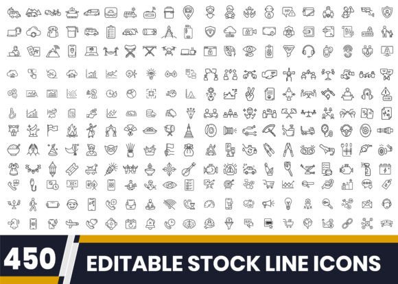 Versatile Line Icon Set for Designers: A Complete 450-Icon Outline Bundle for Modern Projects