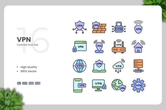 VPN Colored Icons: Elevating Digital and Print Design with Clean Vector Graphics